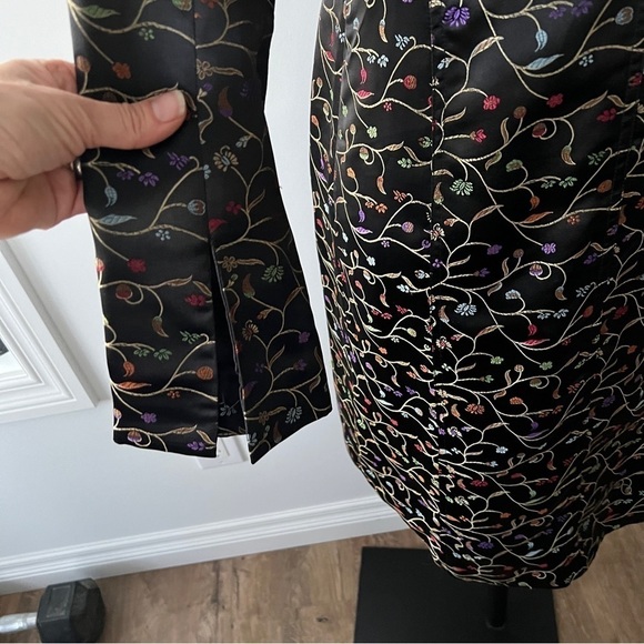 Y2K Anne X Black Satin Embroidered Long Blazer Jacket Car Coat - Picture 5 of 9
